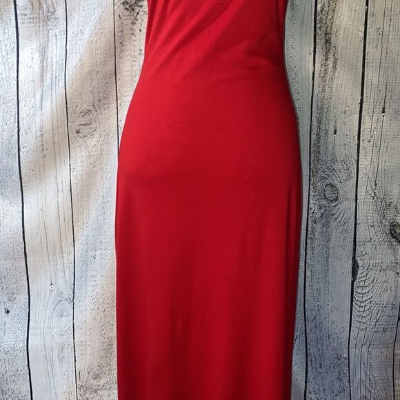 Fanny USA Long Beaded Cut Out Back Red Evening Dress Women size XL - Picture 5 of 16